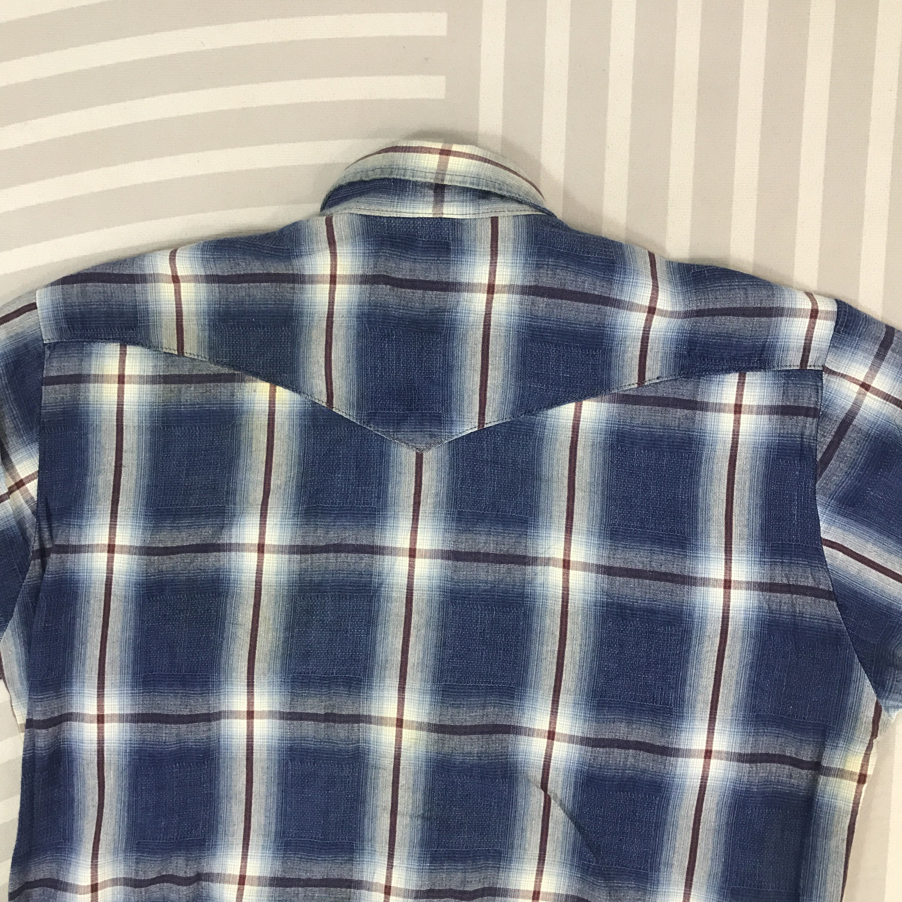 Blue Blue Japan × Vintage Vintage Blue Blue Design Tartan Button Up Shirt Size US L / EU 52-54 / 3 - 4 Thumbnail
