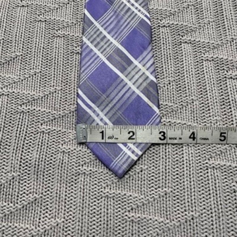 Calvin Klein Calvin Klein purple plaid silk tie Size ONE SIZE - 4 Thumbnail