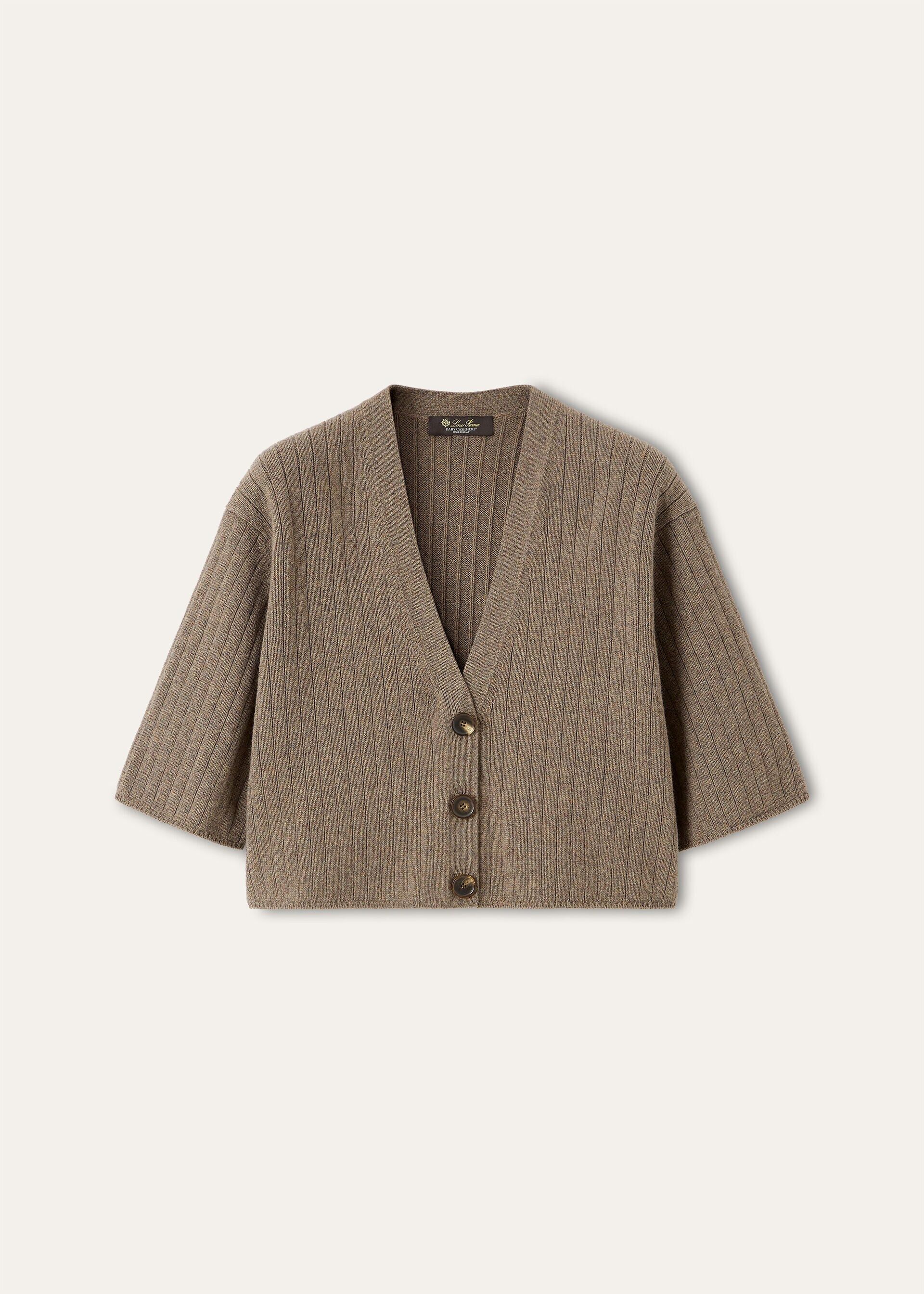 Loro Piana os11x0426 FAQ9056 Baby Coste Cardigan Licorice Root Melange Size L / US 10 / IT 46 - 1 Thumbnail