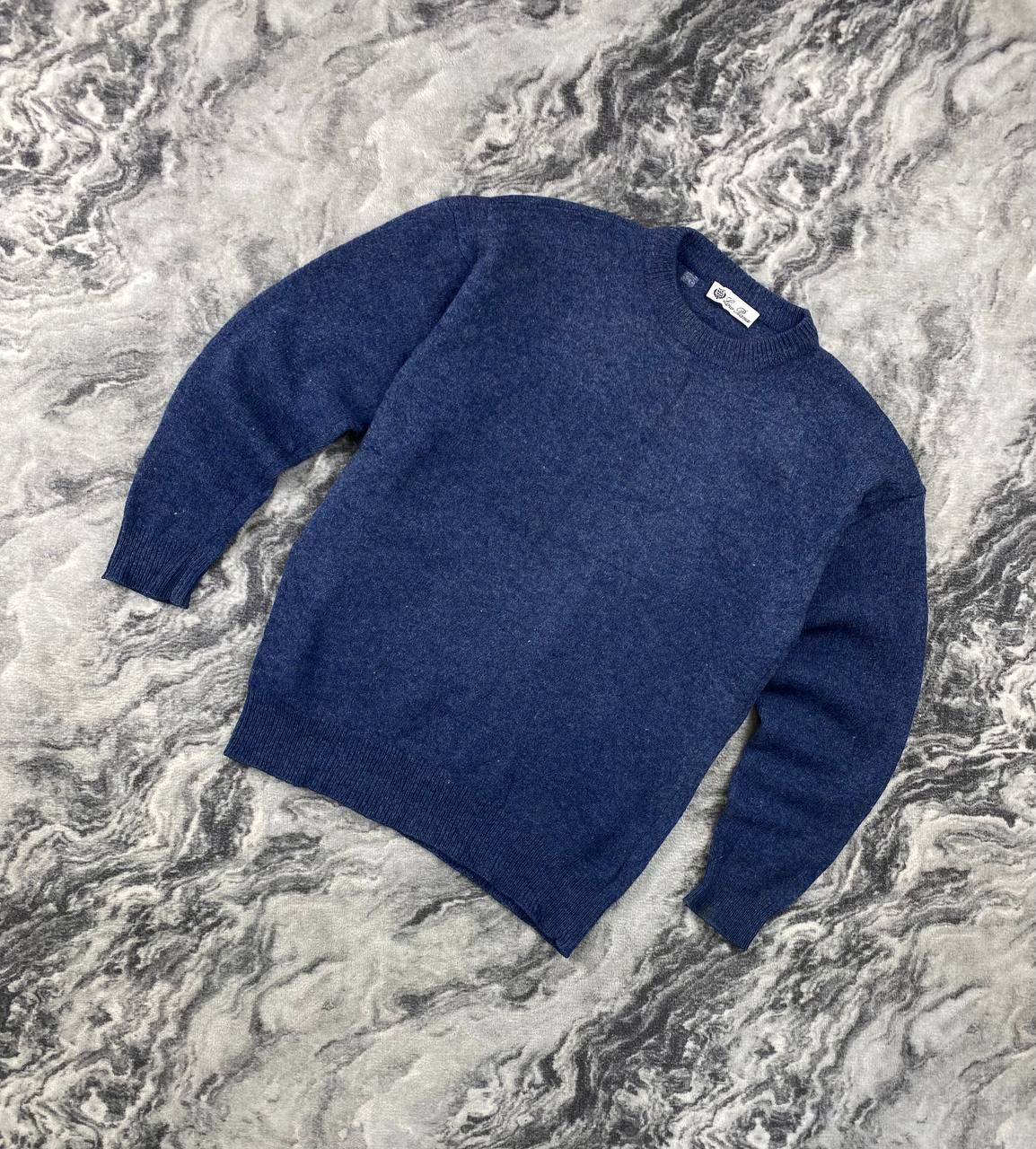 Loro Piana Wool Lana Knit Sweater Men Size 48 Blue