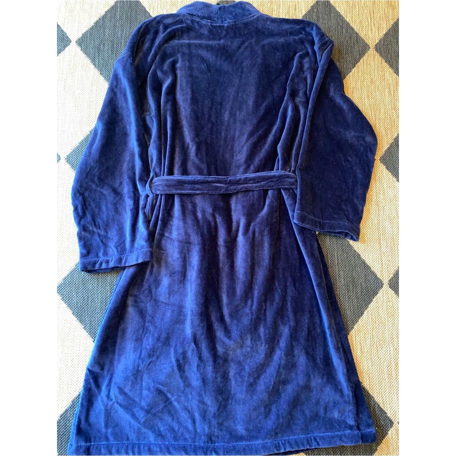 Polo Ralph Lauren Polo Ralph Lauren Navy Terry Robe w Lg Red Polo Pony Mens S Size 46 - 11 Thumbnail