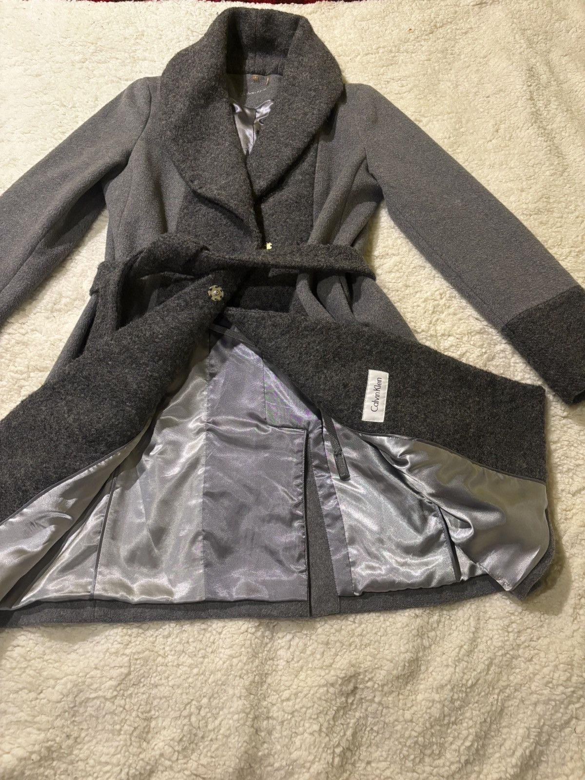 Calvin Klein Women’s gray Coat0226 Size S / US 4 / IT 40 - 3 Thumbnail