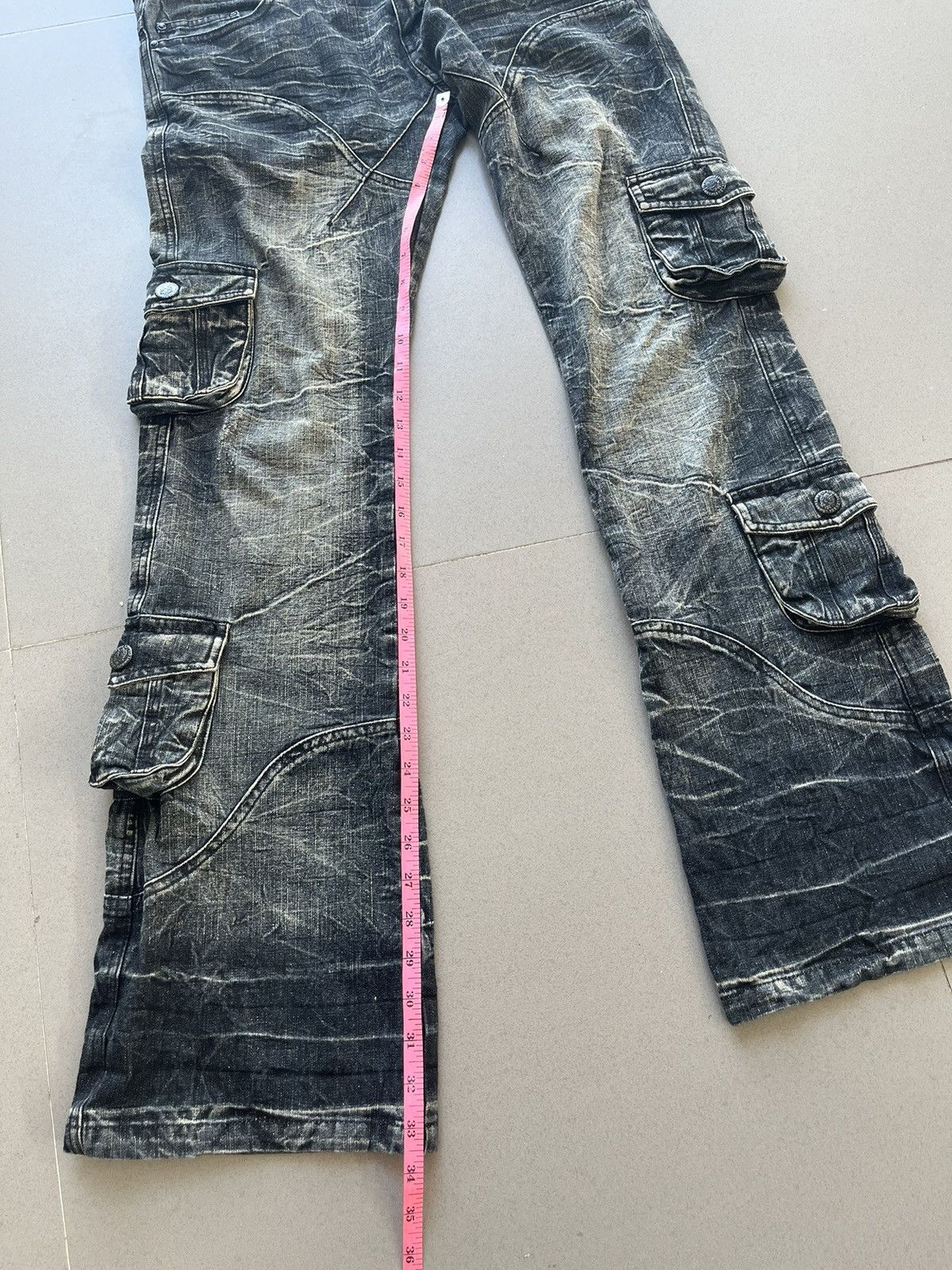 LOWBOX Japanese~Lowbox Flare BootCut Denim Cargo Multi Pocket Pants Size US 32 / EU 48 - 17 Thumbnail