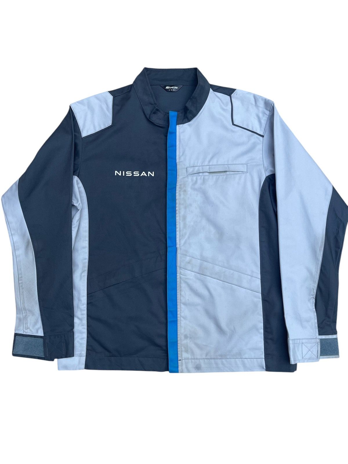 Japanese Brand × Vintage Nissan Gray and Navy Uniform Jacket Printed Logo Size US L / EU 52-54 / 3 - 1 Thumbnail