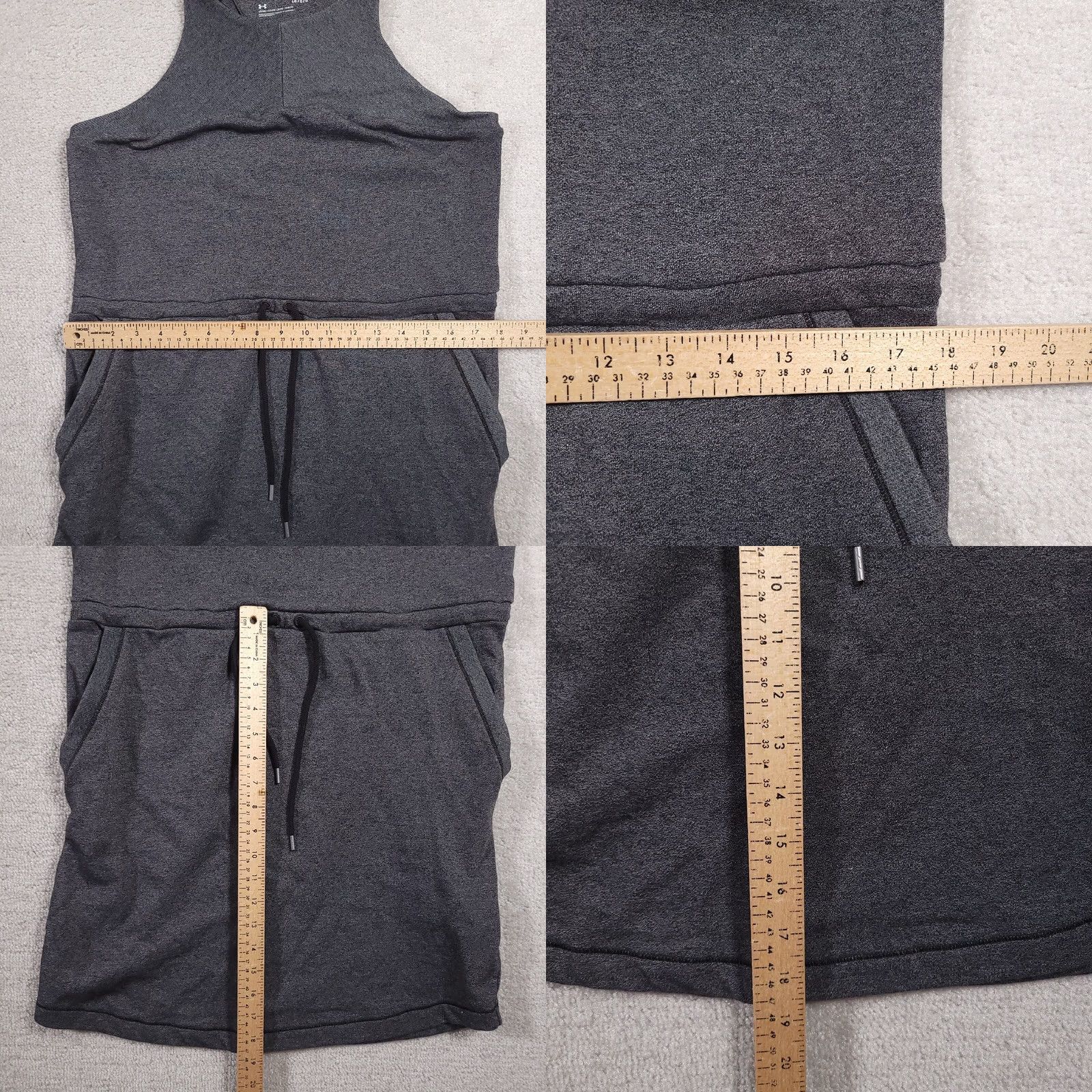 Under Armour Under Armour Threadborne Shoreline Terry Dress Women's Large Gray Pockets Cinch Tank Sleeveless Drawstring Waist Racer Back Size L / US 10 / IT 46 - 8 Thumbnail