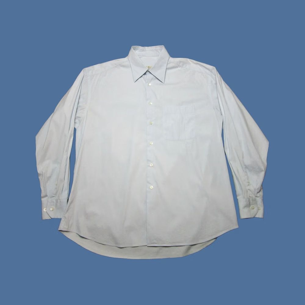 Ermenegildo Zegna Ermenegildo Zegna Dress Shirt Mens 2XL Blue Solid Office Formal Career 17/43 Angle Cuff Size 48R - 1 Thumbnail