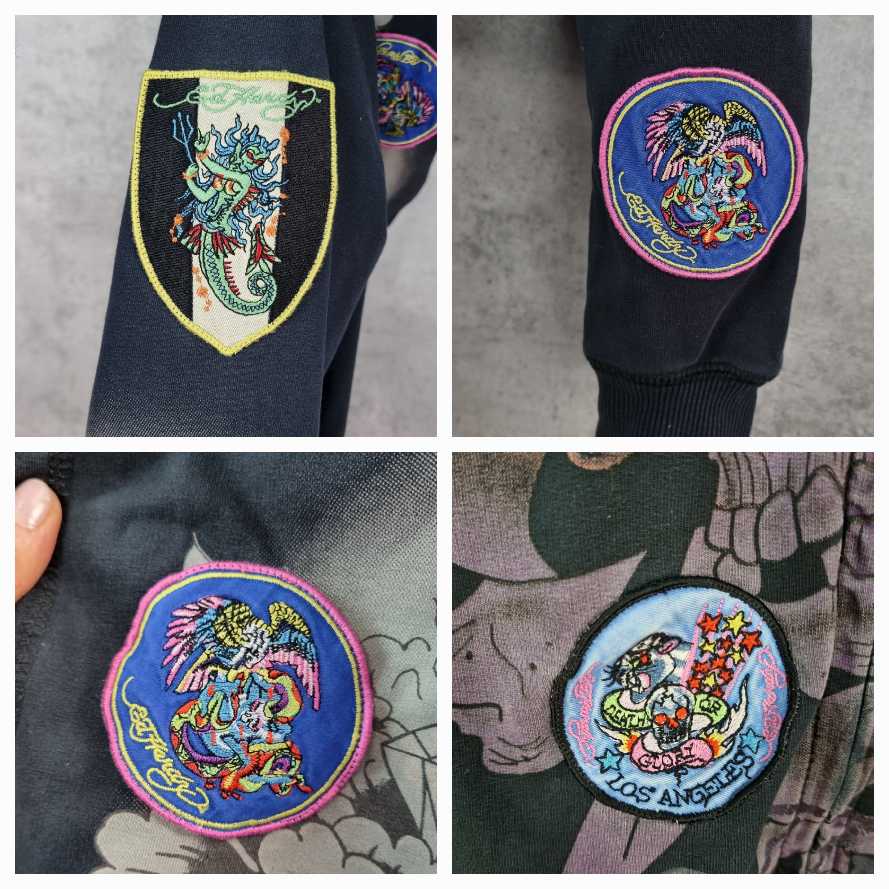 Christian Audigier × Ed Hardy Ed Hardy Embroidered Patches Faded Zipped Hoodie Size L / US 10 / IT 46 - 22 Thumbnail