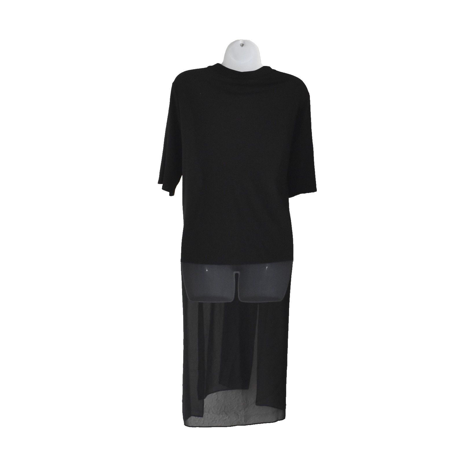 Eileen Fisher EILEEN FISHER Black 100% Silk Elbow Sleeve Tunic Dress Sz L Size L / US 10 / IT 46 - 3 Thumbnail