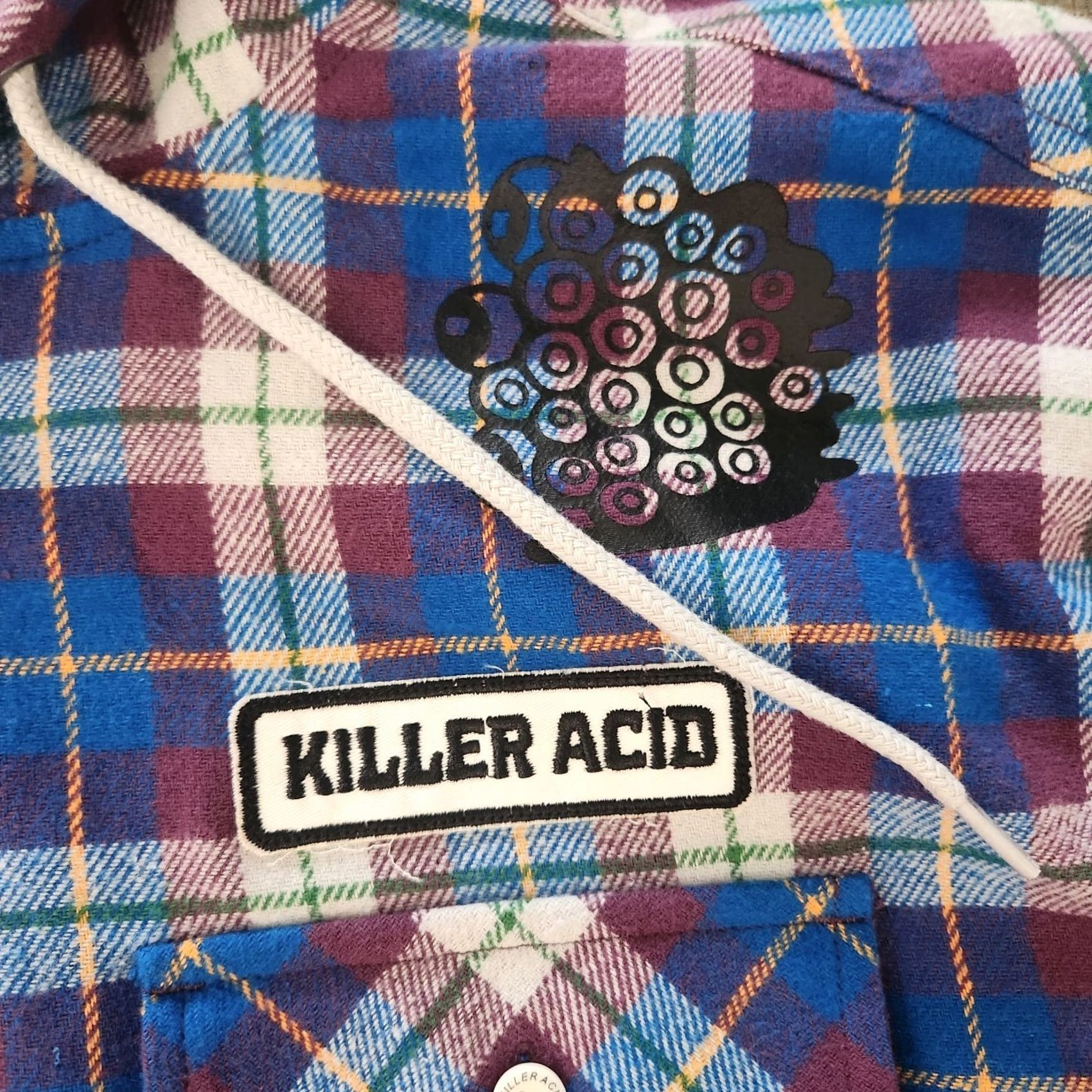 Vintage Killer Acid Shacket Jacket Mens Medium Hoodie Flaid Plaid Trippy Psychedelic Flannel Size US M / EU 48-50 / 2 - 7 Thumbnail