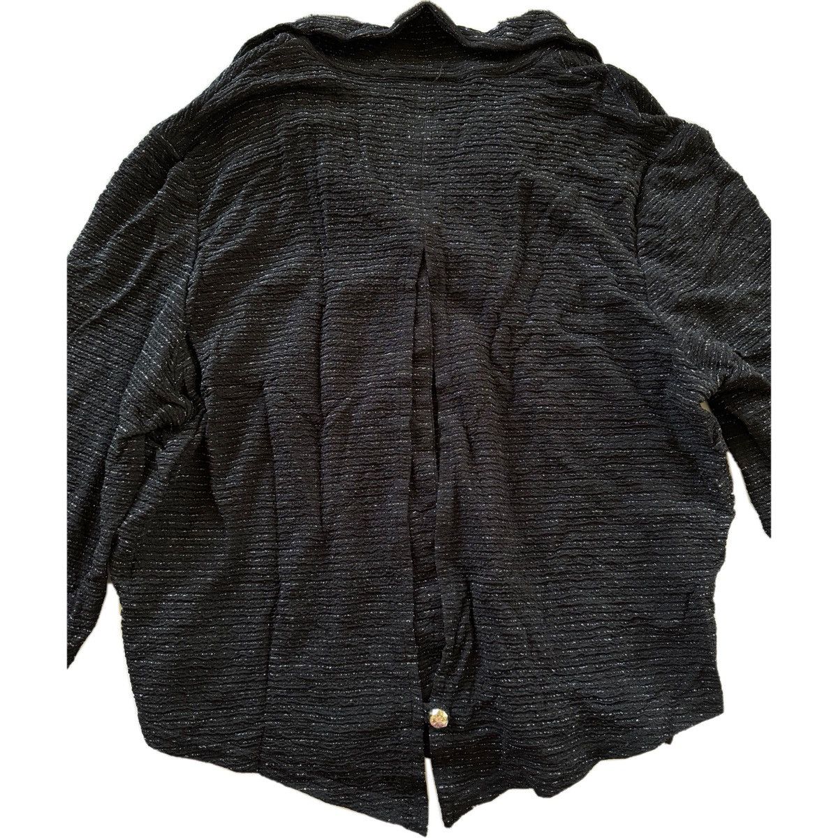 Vintage Miss Dorby women’s L black shimmer metallic striped blouse Size L / US 10 / IT 46 - 6 Thumbnail