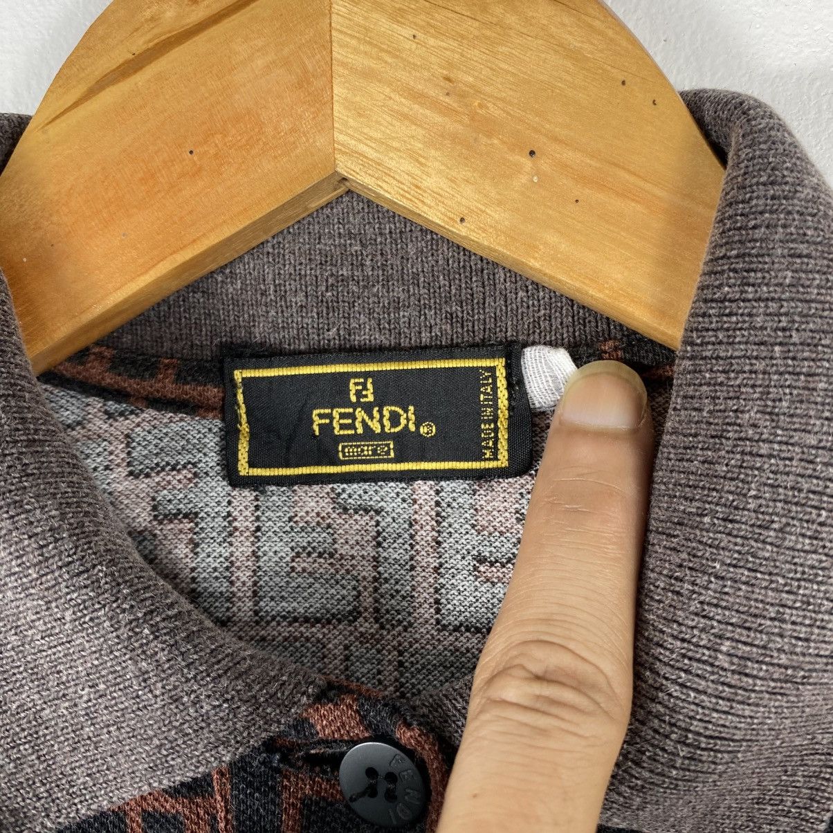 Fendi × Vintage Vintage FENDI Zucca Monogram Polo Shirt Size 3 Made In Italy Size M / US 6-8 / IT 42-44 - 8 Thumbnail