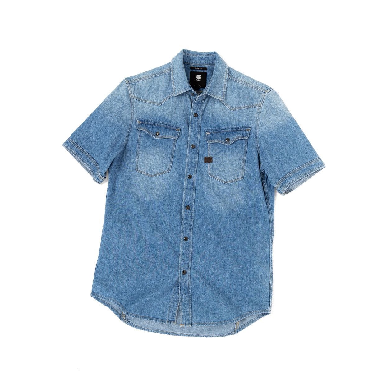 G-Star G-Star Raw 3301 Slim Mens Jean Denim Shirt Short Sleeve Blue Size US S / EU 44-46 / 1 - 3 Thumbnail