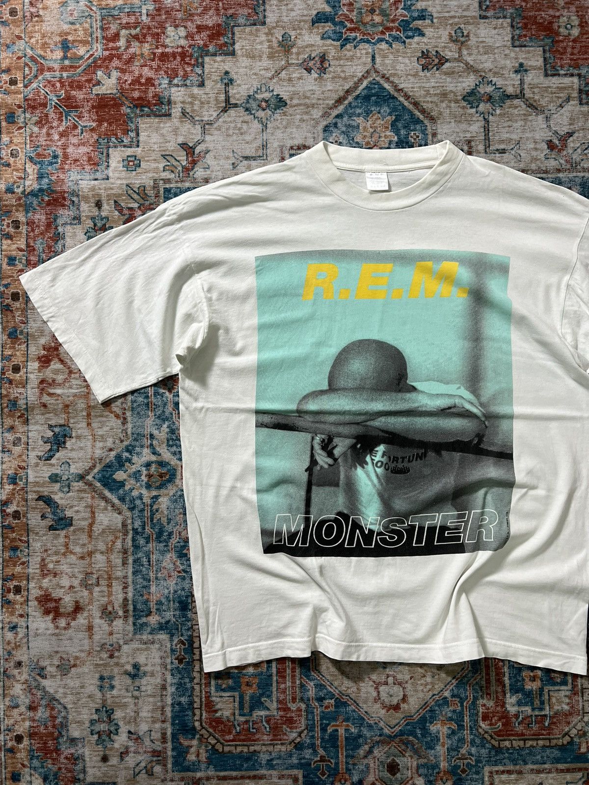 image of Band Tees x R E M Vintage 1995 Rem Monster in White, Men's (Size XL)