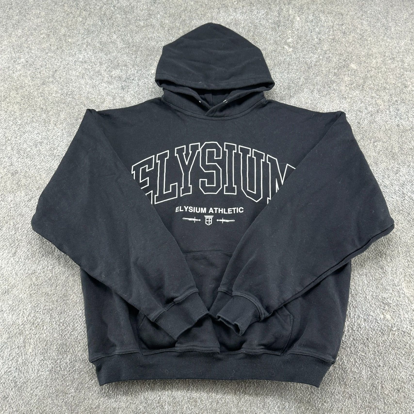 Vintage VINTAGE Elysium Athletic Hoodie Mens M Black Sun Tzu Art Of War Quote Bodybuilding 90s Lined CrossFit Pullover Crew Neck Cotton Fleece Pattern: Solid Size US M / EU 48-50 / 2 - 2 Thumbnail