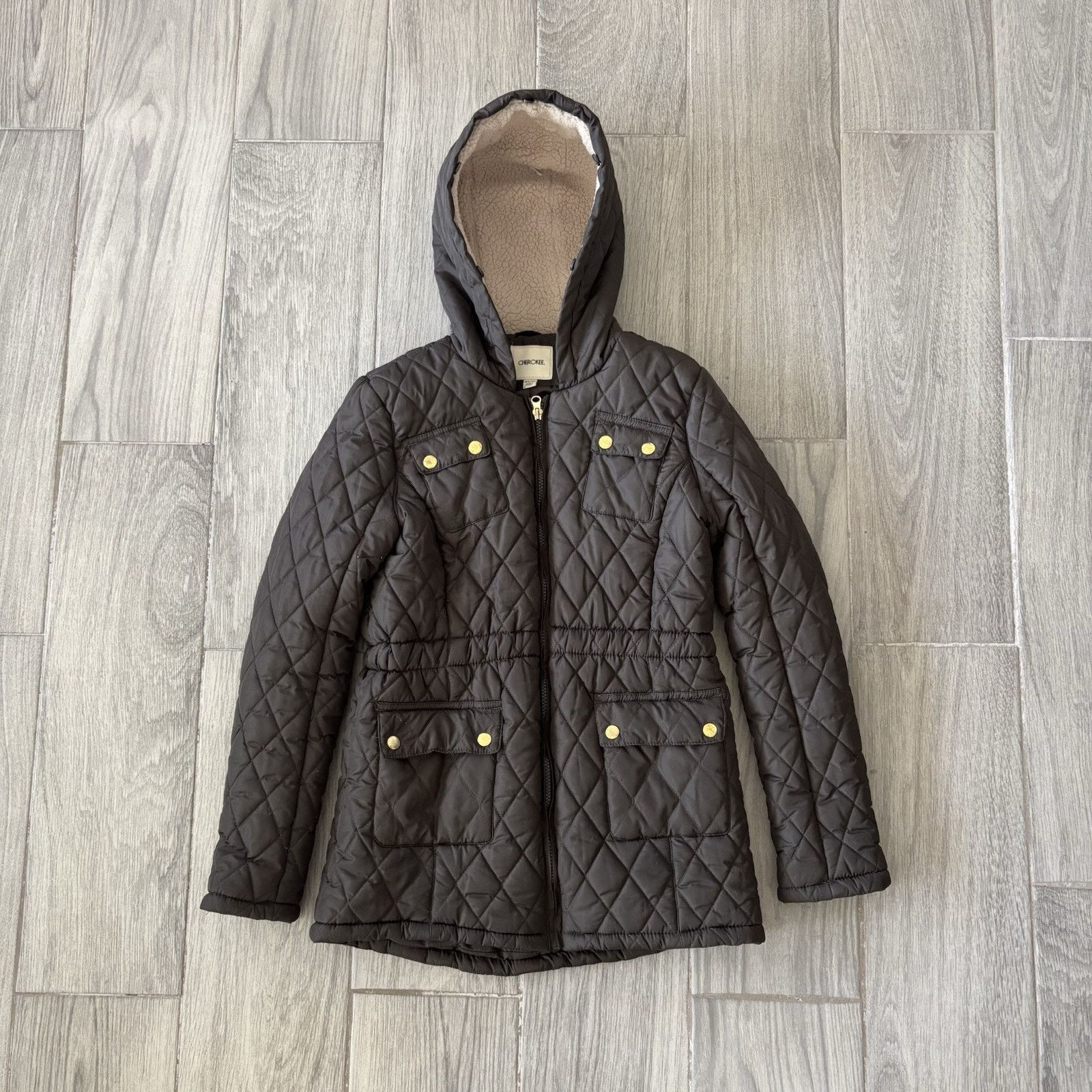 Cherokee Cherokee Quilted Hooded Jacket Full Zip Brown Women’s XL Size XL / US 12-14 / IT 48-50 - 1 Thumbnail