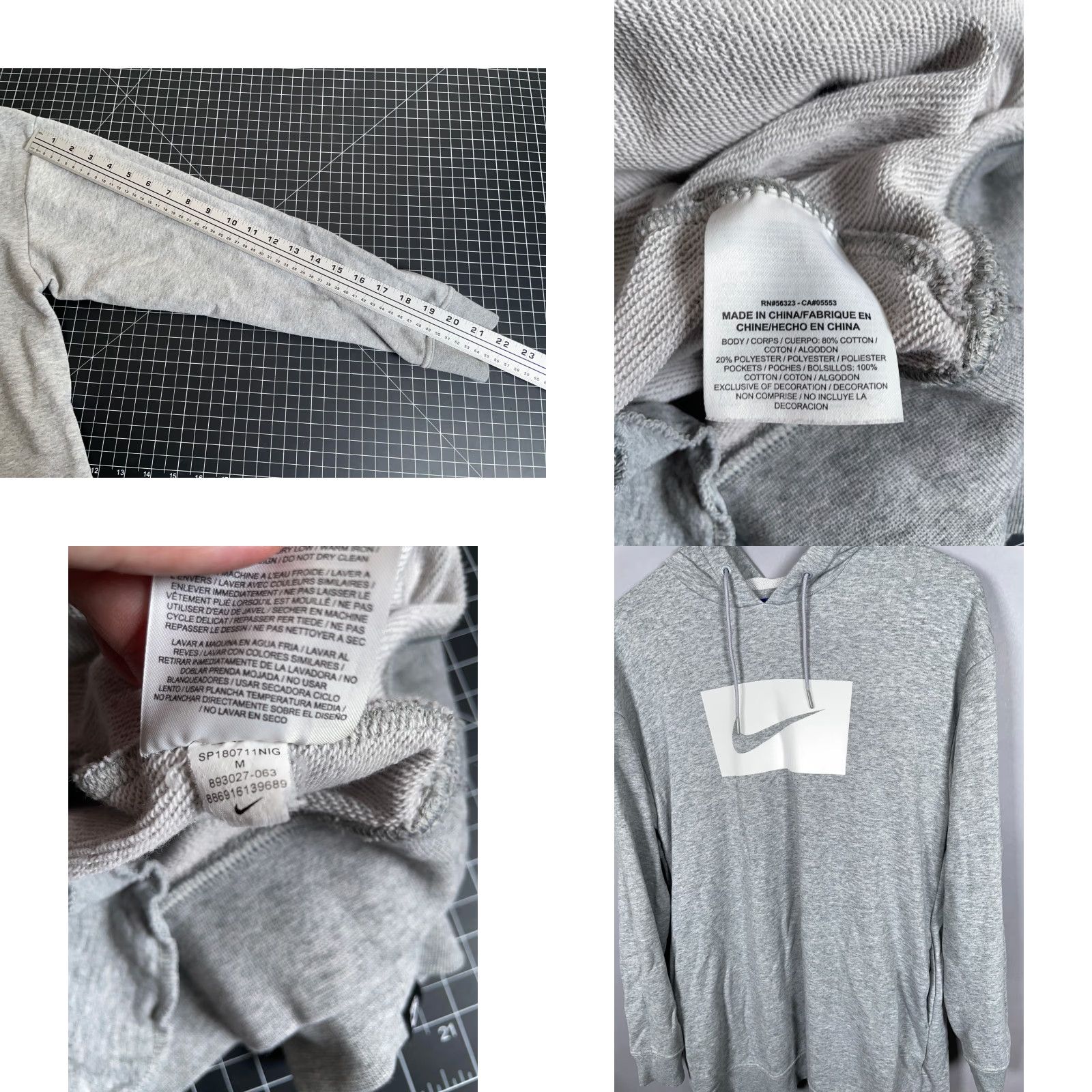 Nike Nike Elongated Hoodie Women's Medium Heather Gray Swoosh Logo French Terry Size M / US 6-8 / IT 42-44 - 8 Thumbnail