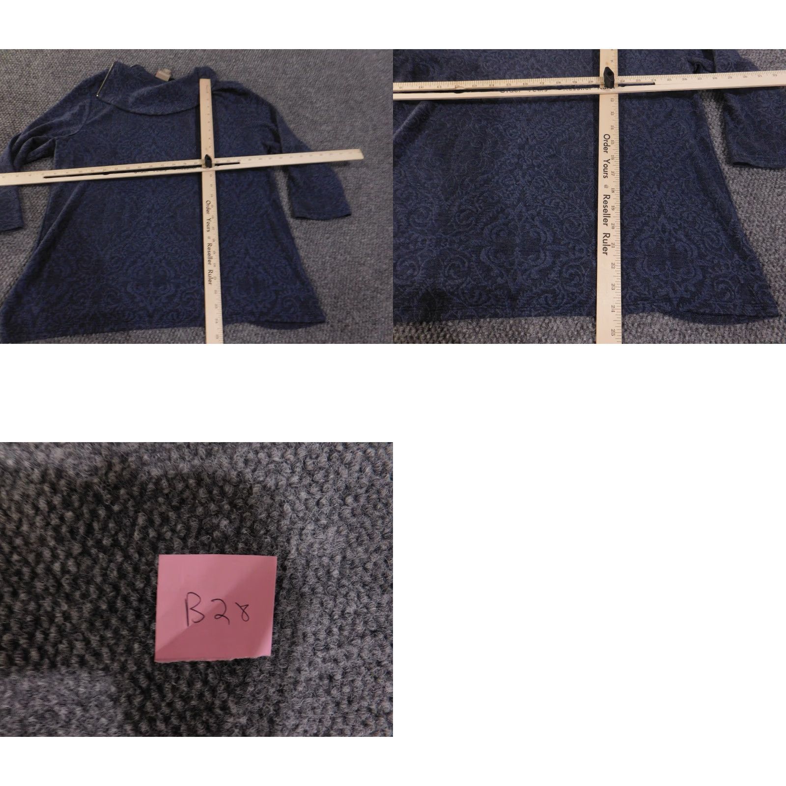 Vintage Chicos Sweater Women's 2 Navy Blue Textured Knit Zip Collar Pullover Long Sleeve Mock Neck Cozy Winter Fall Spring Size XS / US 0-2 / IT 36-38 - 9 Thumbnail