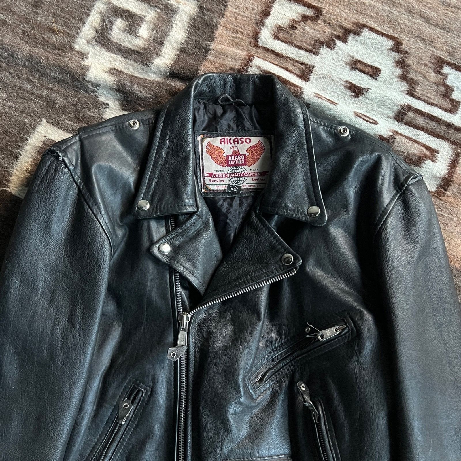 Leather Akaso Vintage Leather Motorcycle Biker Jacket 9722AC Size US M / EU 48-50 / 2 - 2 Thumbnail