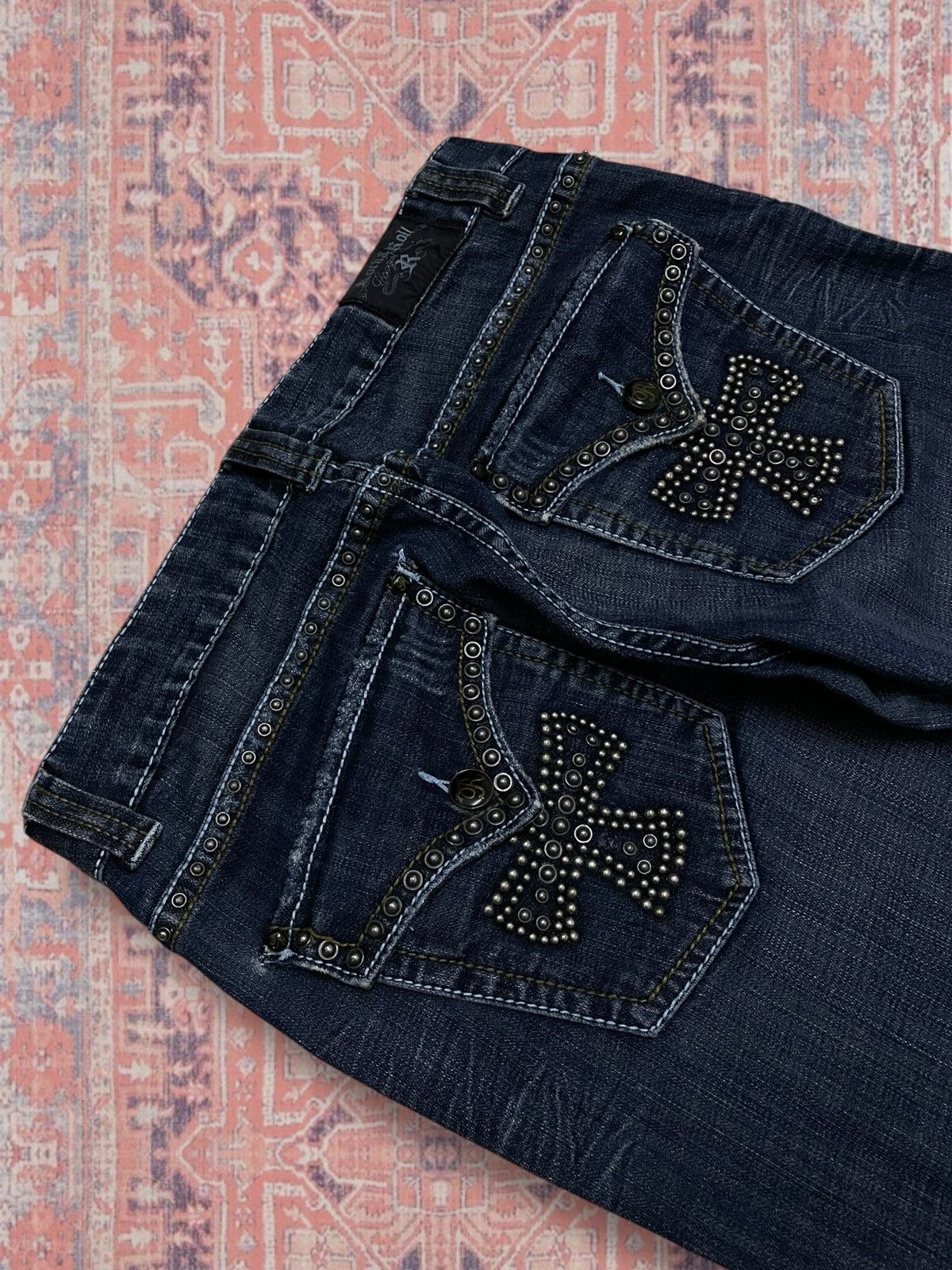 Beauty Beast Vinage OG 1990s Designer Rock & Roll Affliction Cross Flared Size US 32 / EU 48 - 8 Thumbnail