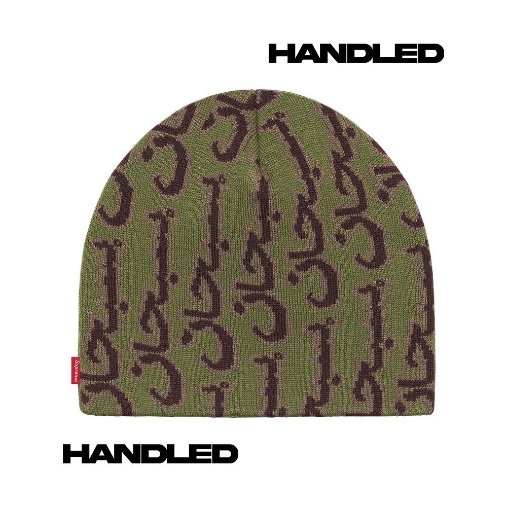 帽子 Supreme Arabic Jacquard Beanie / olive Supreme Arabic Jacquard Beanie Olive FW25
