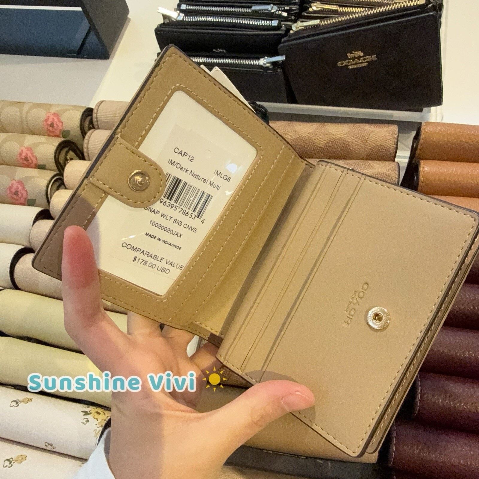 Coach NWT Coach Snap Wallet Canvas CAP12 Im/Dark Natural Multi Size ONE SIZE - 3 Thumbnail