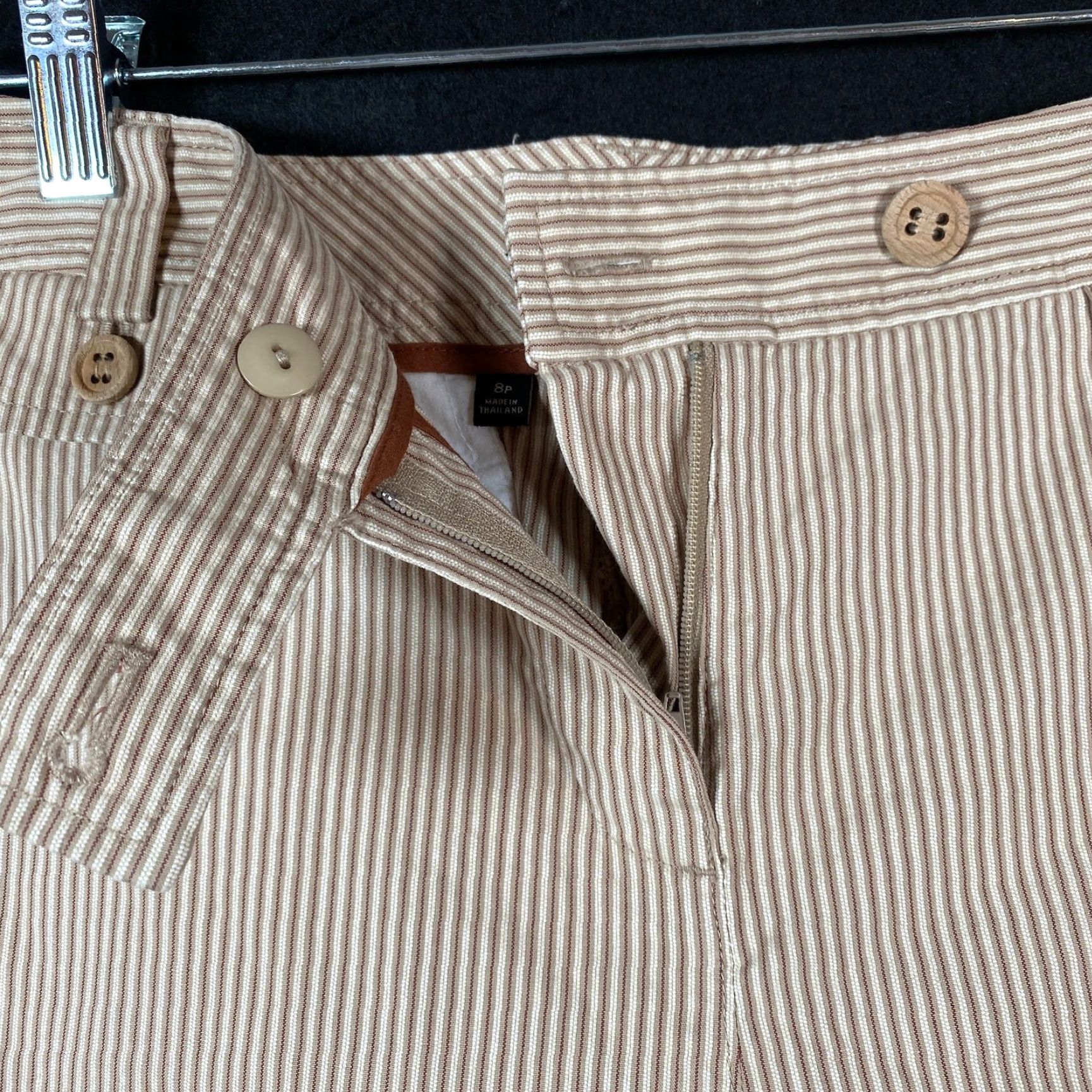 Talbots Talbots Womens Pants Tan Rust Striped Petite Mid Rise Cropped Capri Stretch 8P Size 24" / US 00 / IT 34 - 4 Thumbnail