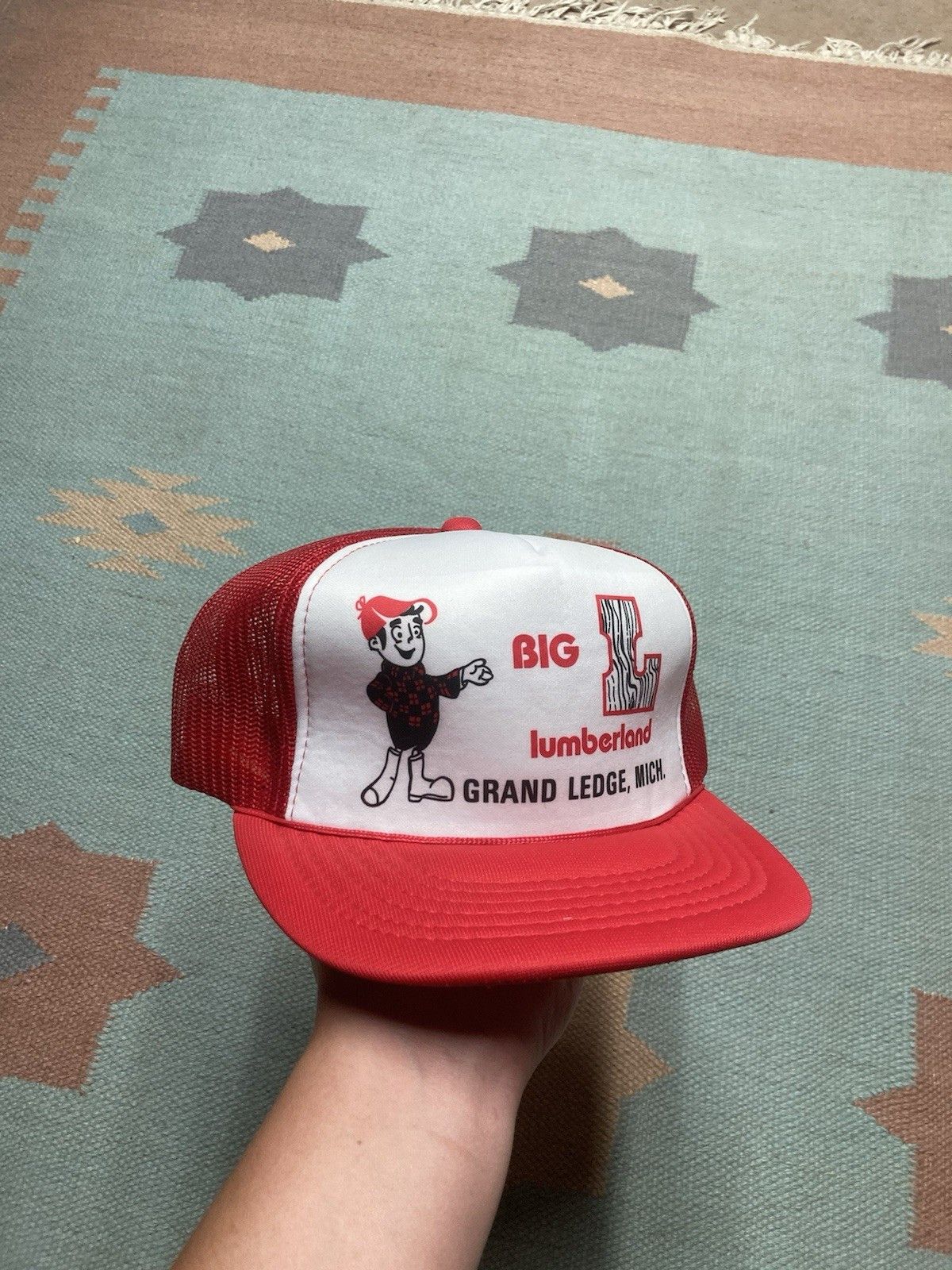 Vintage Vtg trucker hat Big L Lumberland grand ledge Michigan wood Size ONE SIZE - 1 Thumbnail