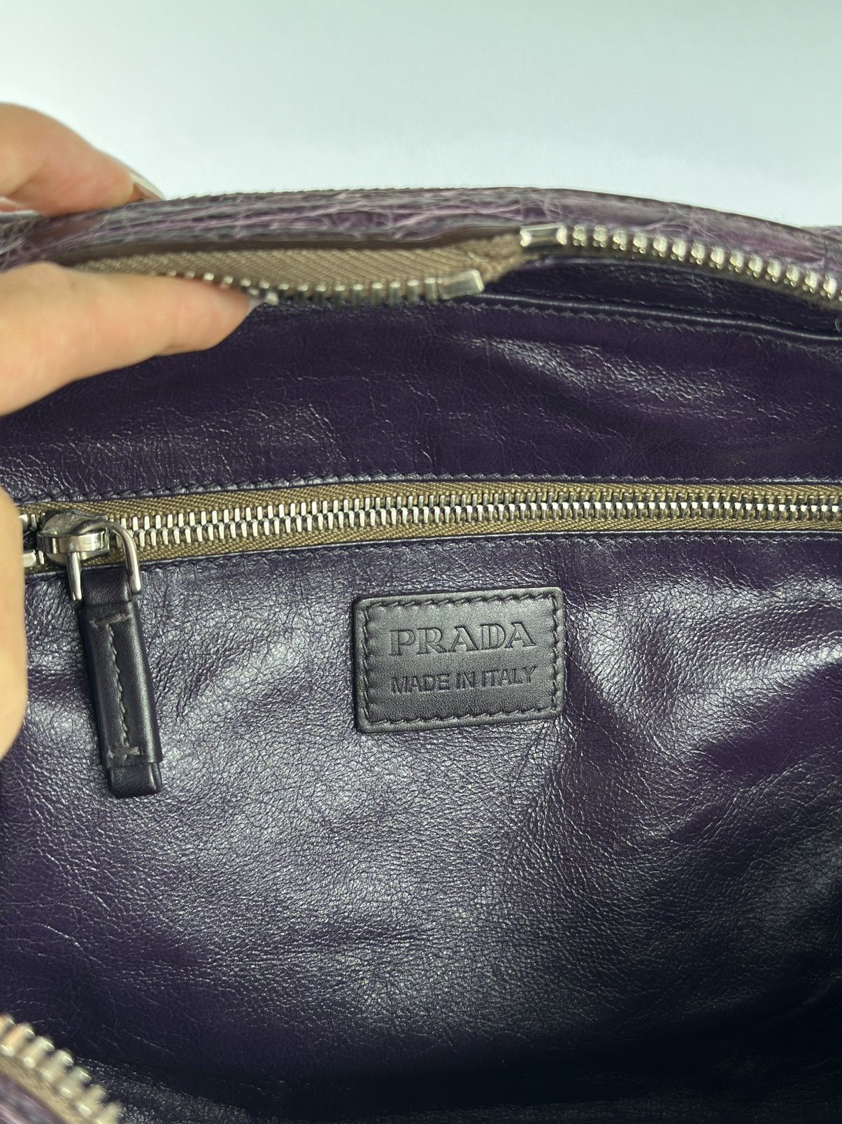 Prada PRADA - Shoulder Bag Crocodile Leather Bowler Satchel Buckle Size ONE SIZE - 9 Thumbnail