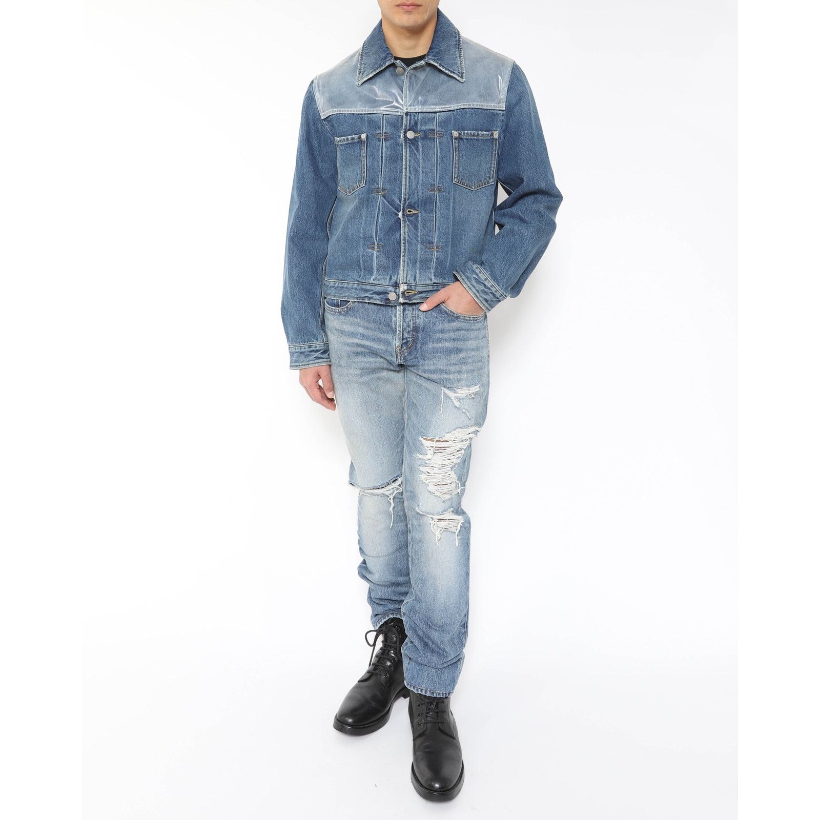 Maison Margiela Denim Jacket with Plastic Panel Size US S / EU 44-46 / 1 - 7 Thumbnail