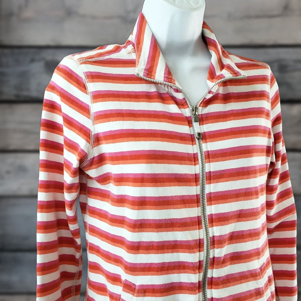 Tommy Bahama Tommy Bahama Womens Full Zip Sweatshirt XS Red White Striped Cotton Sweatshirt Womens XS Red Striped Cotton Zip Full Zip Size XS / US 0-2 / IT 36-38 - 1 Thumbnail