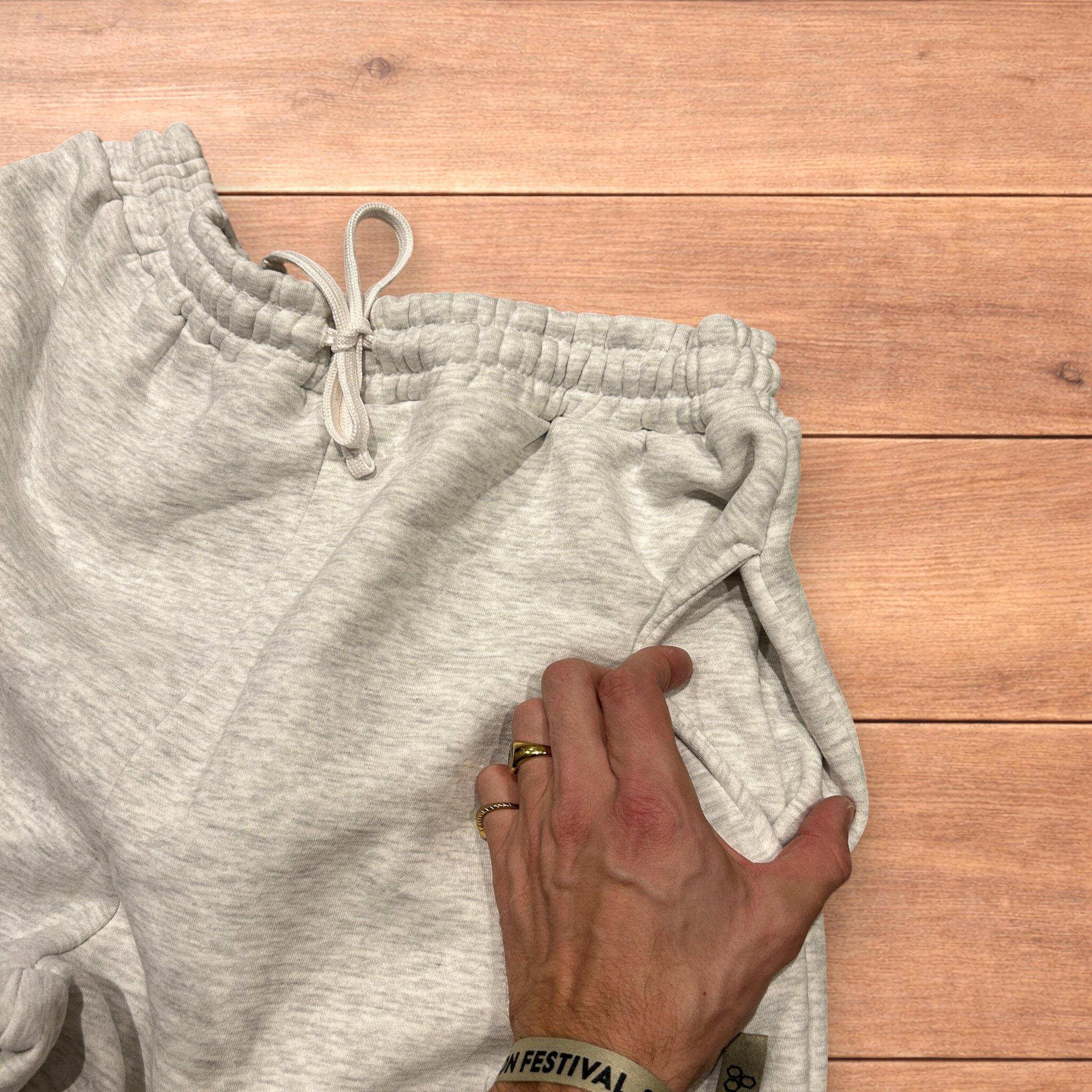 Japanese Brand Super baggy wide leg Korean joggers in marl grey. Size US 34 / EU 50 - 5 Thumbnail