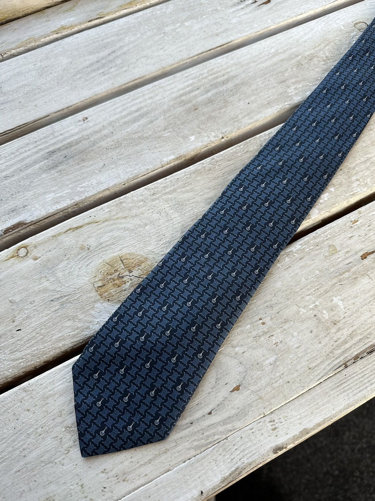Celine × Vintage ❗️RARE Celine luxury silk tie vintage paris hand made Size ONE SIZE - 6 Thumbnail