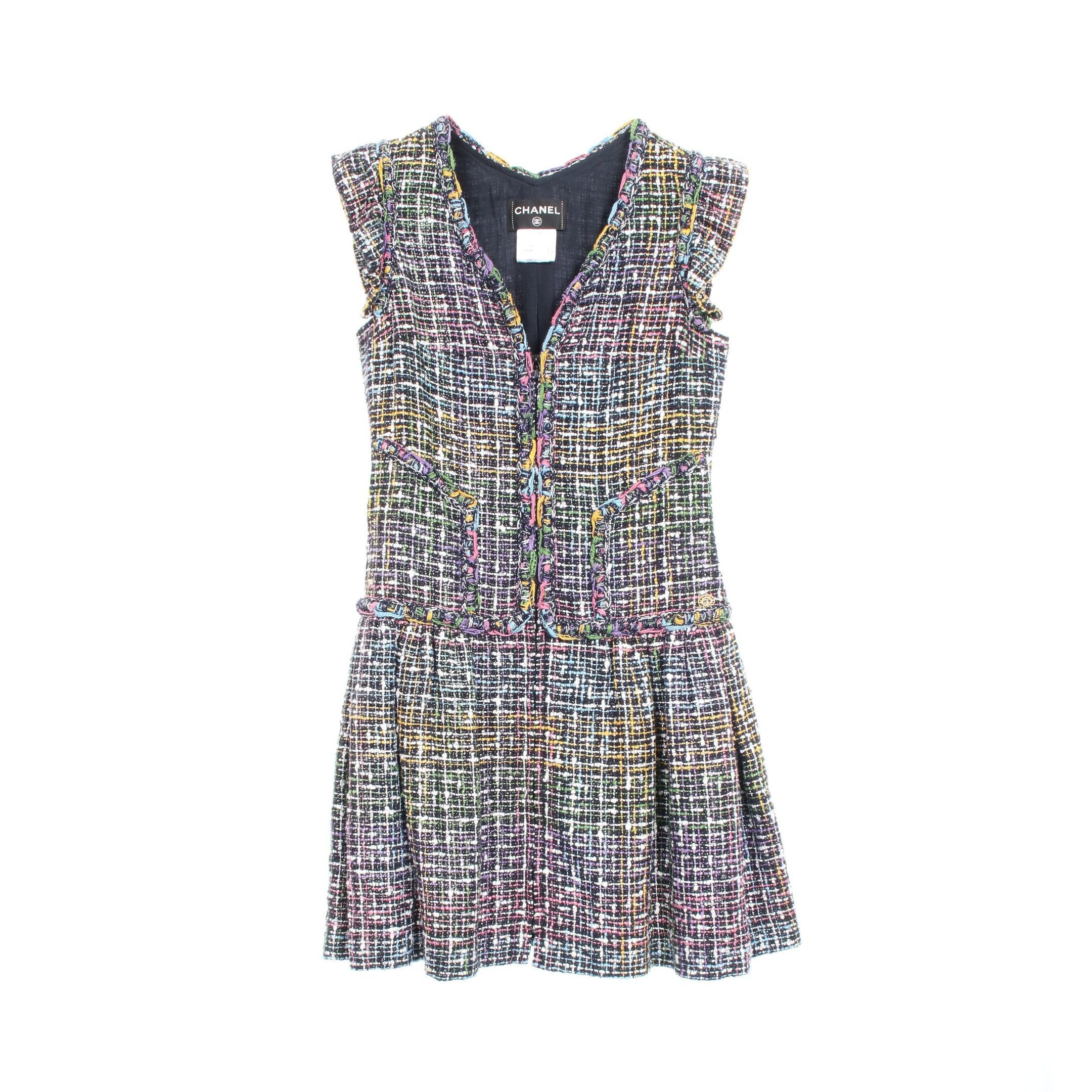 Chanel Chanel Tweed One Piece Cotton Black Multicolor Ruffle Sleeves Size ONE SIZE - 1 Thumbnail