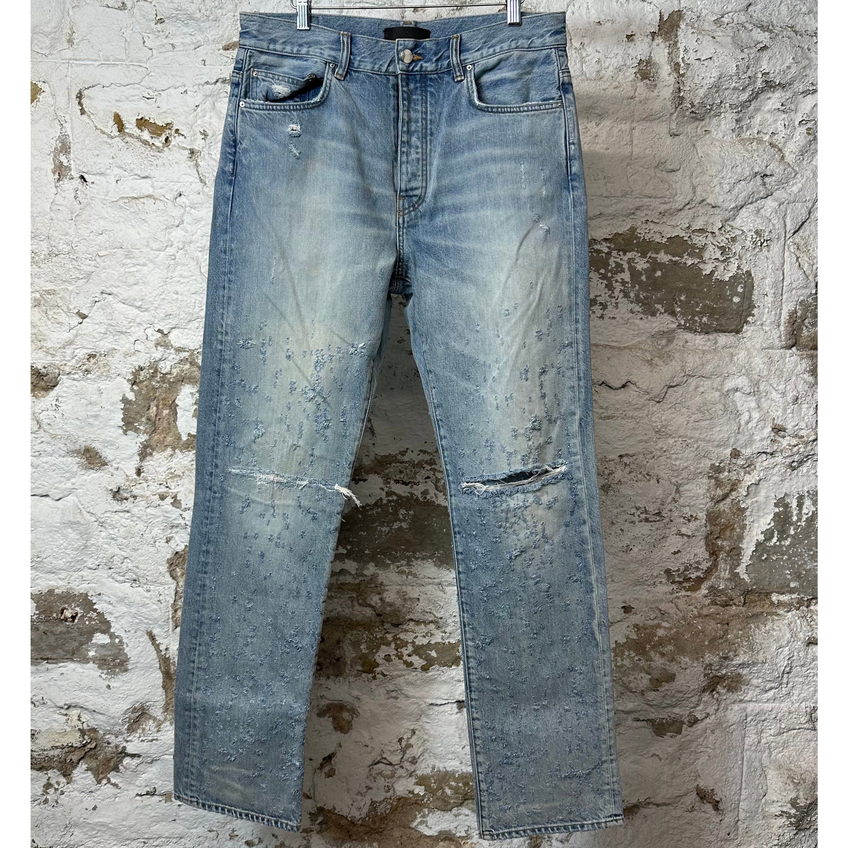 Amiri Amiri Knee Rip Shotgun Baggy Blue Denim Jeans Sz 32 Size US 32 / EU 48 - 1 Thumbnail
