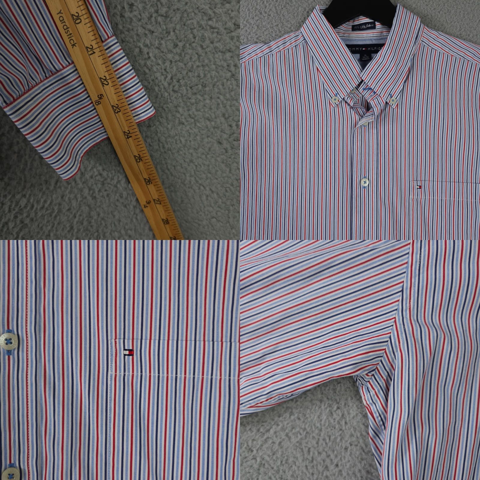 Tommy Hilfiger Tommy Hilfiger Shirt Mens XL Red White Blue Striped 80s 2 Ply Fabric Button Down Size US XL / EU 56 / 4 - 8 Thumbnail
