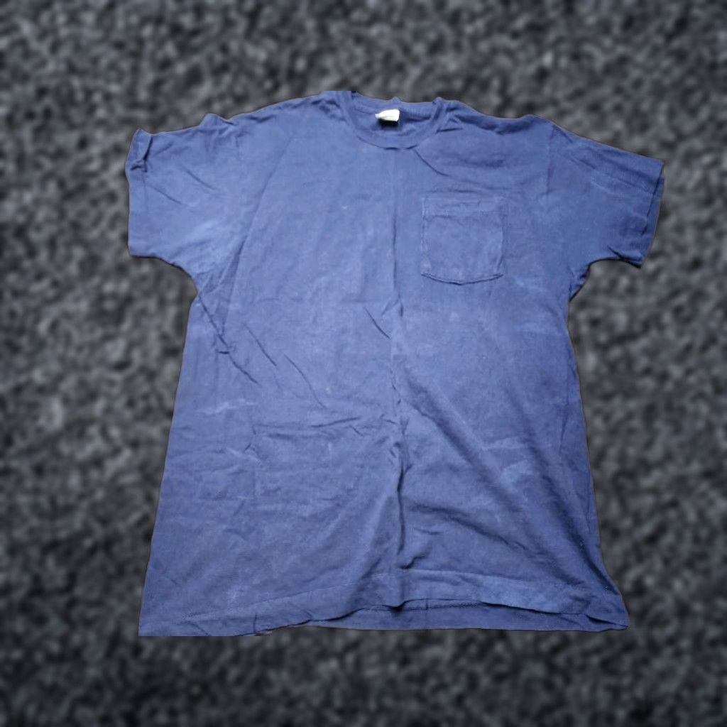 Fruit Of The Loom VINTAGE Fruit of the Loom 90s Distressed XL Blue Pocket T-Shirt Cotton Mens Size US XL / EU 56 / 4 - 1 Thumbnail