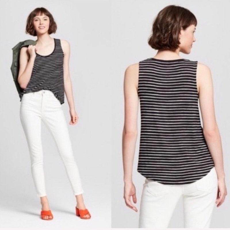 Target Basics A New Day | Striped Black and White Tank Top | Large Size L / US 10 / IT 46 - 2 Thumbnail