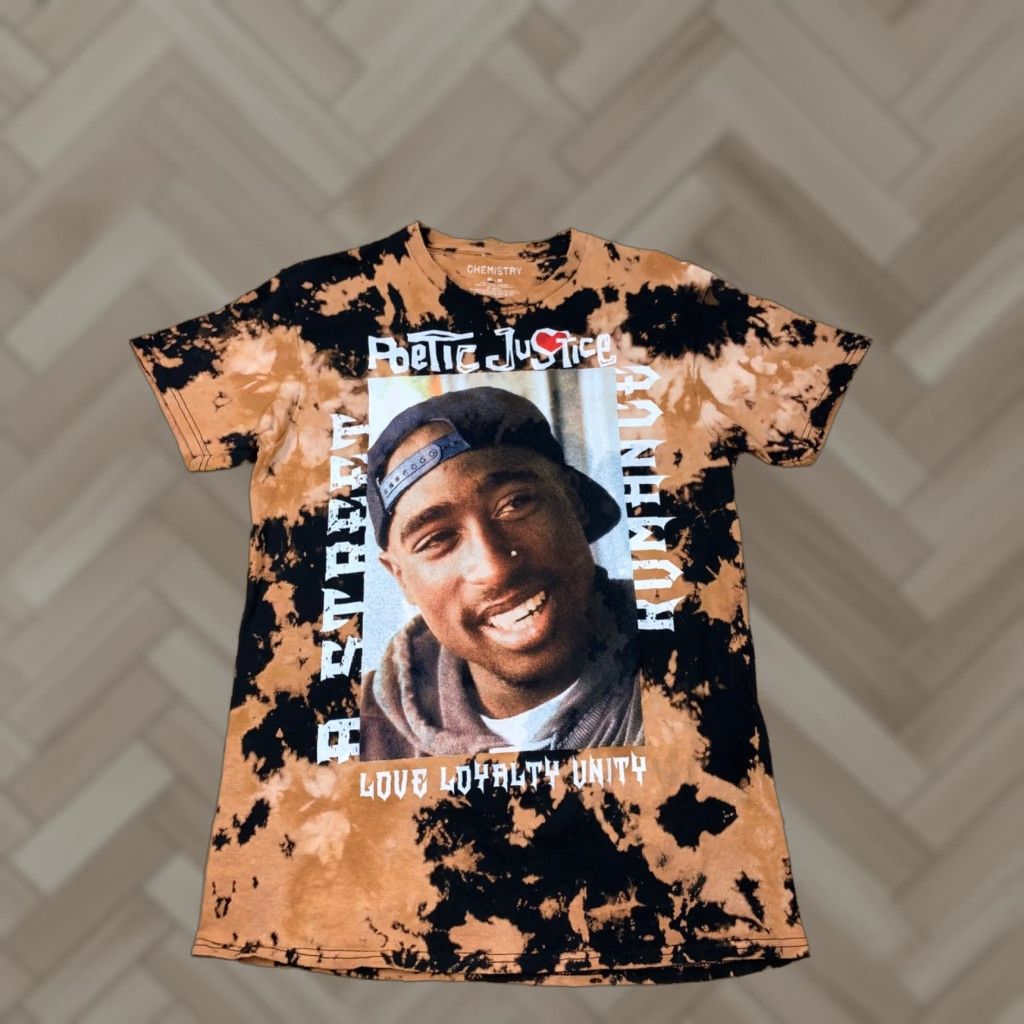 Vintage Chemistry T-Shirt Mens Tupac Poetic Justice Tie Dye Orange/Black M Crew Neck Short Sleeve Graphic Print Vintage No Size US M / EU 48-50 / 2 - 1 Thumbnail