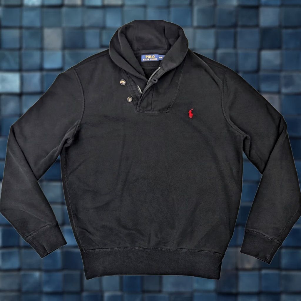 Polo Ralph Lauren Polo Ralph Lauren Shawl Neck Pullover Sweater Men M Long Sleeve Black Red Pony Shirt Size US M / EU 48-50 / 2 - 1 Thumbnail