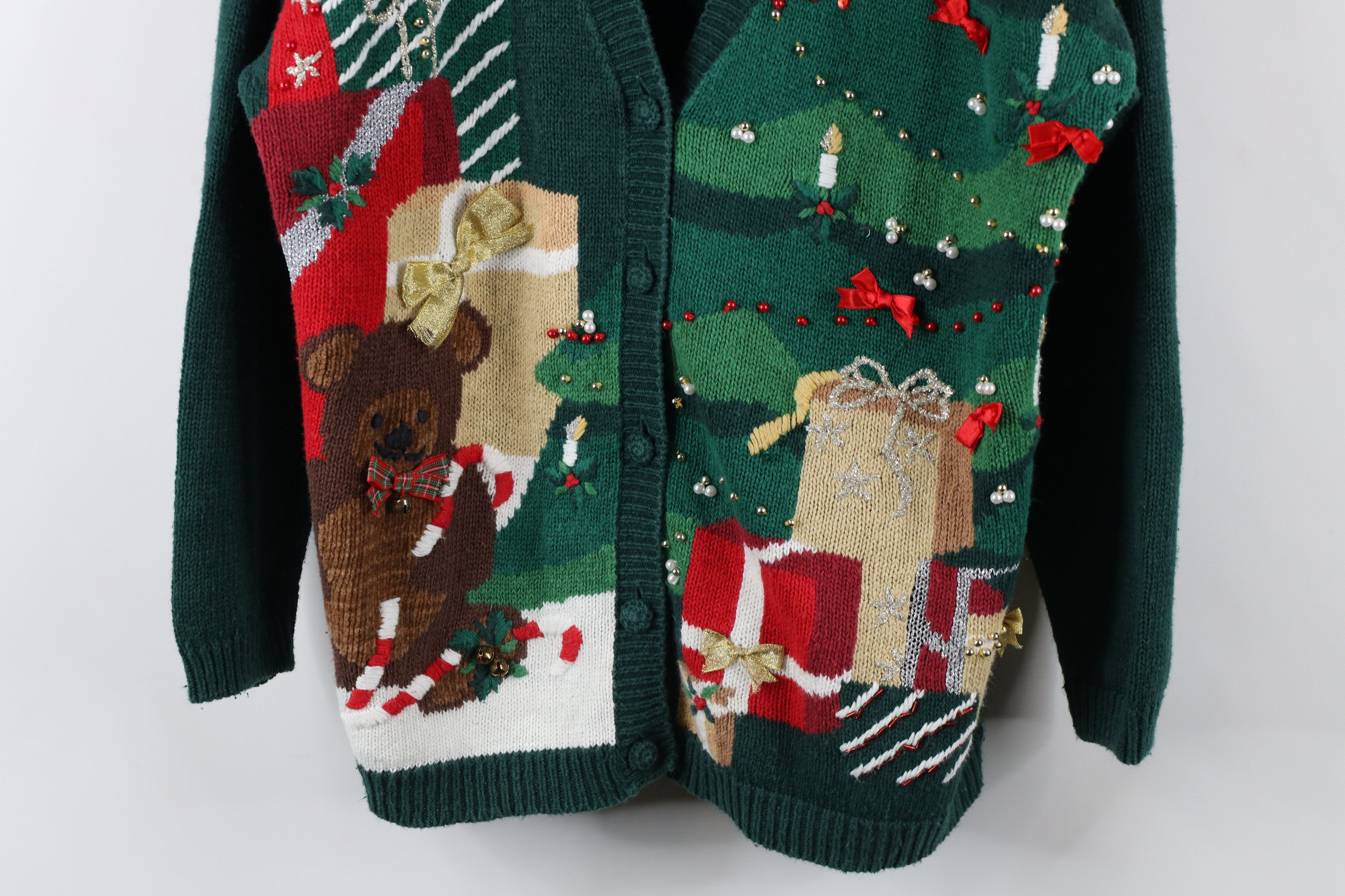 Vintage Vintage 90s Streetwear Knit Christmas Bear Cardigan Sweater Size L / US 10 / IT 46 - 3 Thumbnail