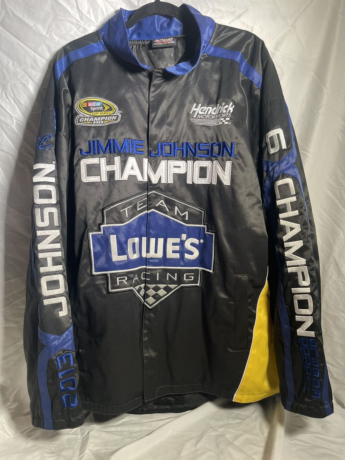 image of Chase Authentics x Nascar Jimmie Johnson Championship Racing Jacket in Black, Men's (Size XL)