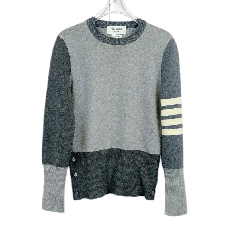 Thom Browne Thom Browne Light Gray Cotton Pullover Sweater 0089 Size M / US 6-8 / IT 42-44 - 1 Thumbnail