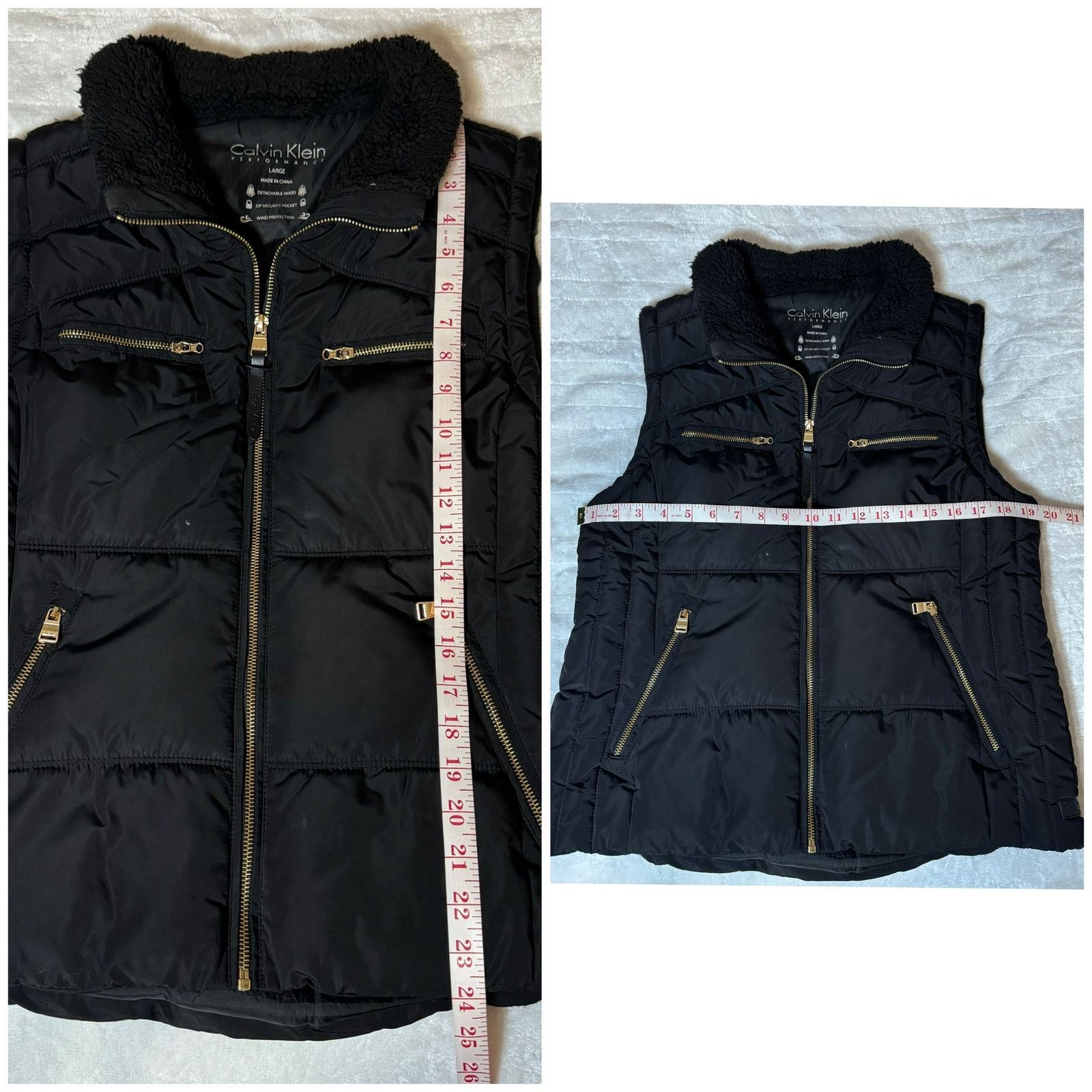 Calvin Klein Performance Knit Back Puffer Vest Men’s L USED