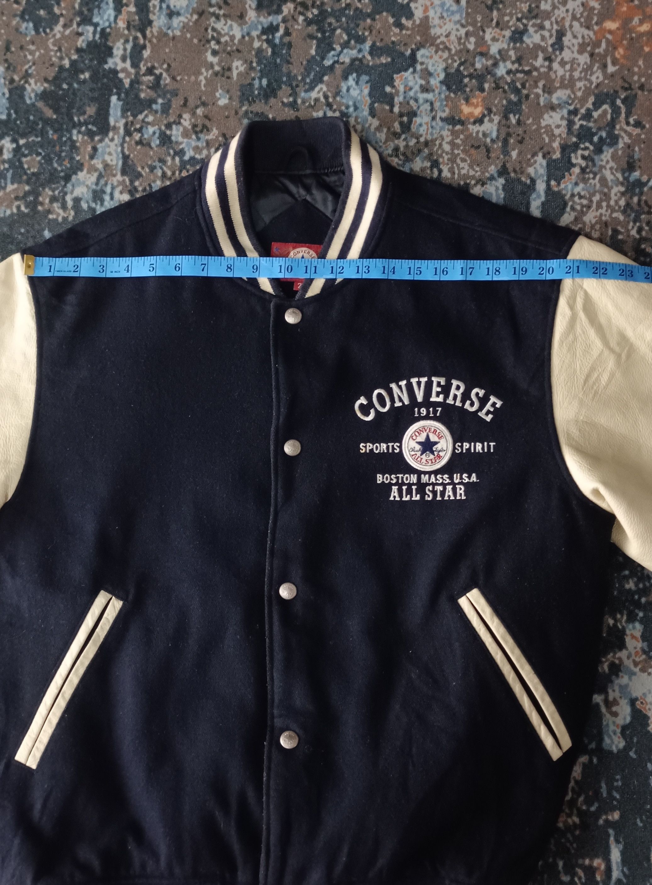 Converse CONVERSE Embroidery logo Leather Sleeve Varsity Jacket Size US XL / EU 56 / 4 - 15 Thumbnail