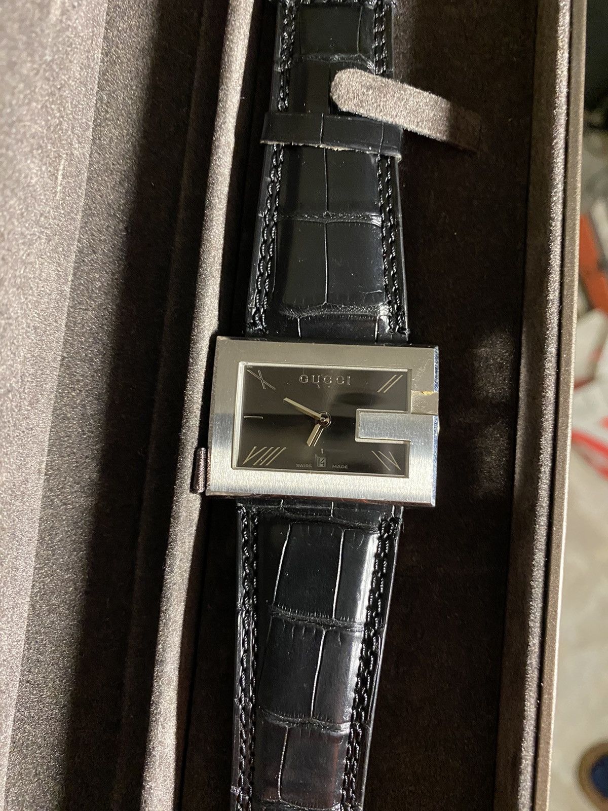 image of Stainless Steel Gucci G Watch 100M in Black, Men's