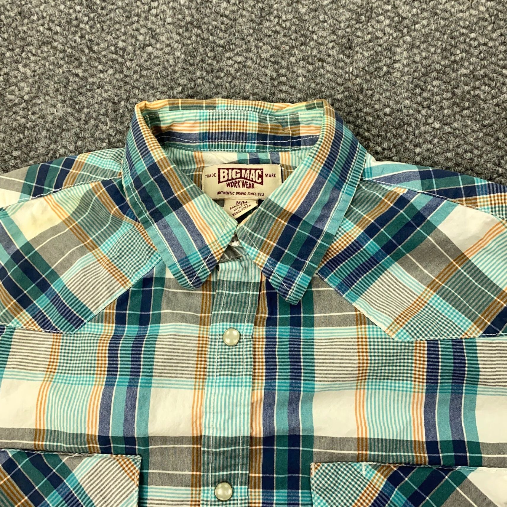 Vintage VINTAGE Big Mac Western Shirt Men Medium Blue Plaid Flannel Long Sleeve Pearl Snap Casual Workwear Size US M / EU 48-50 / 2 - 2 Thumbnail