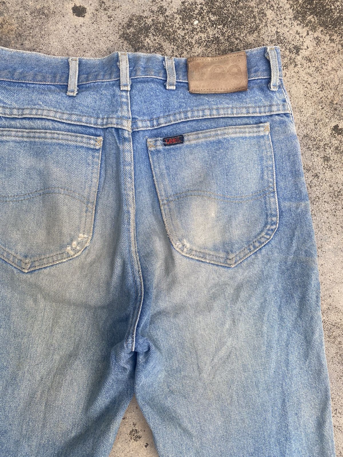 Lee × Vintage Flare Jeans Vintage 90s Lee Distressed Faded Blue Bootcut Size US 30 / EU 46 - 22 Thumbnail