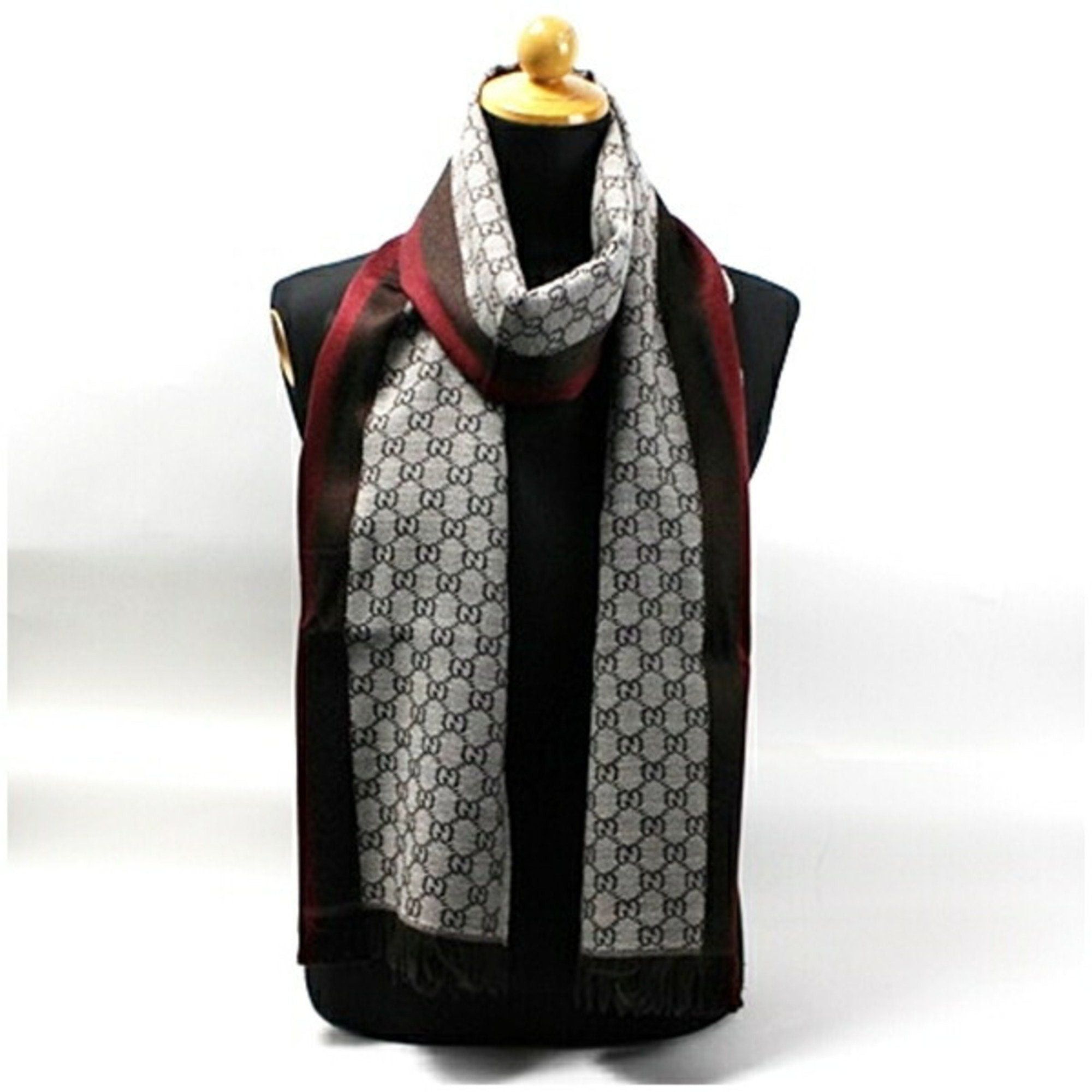 image of Gucci Scarf Shawl GG Pattern Grey Women's Stole