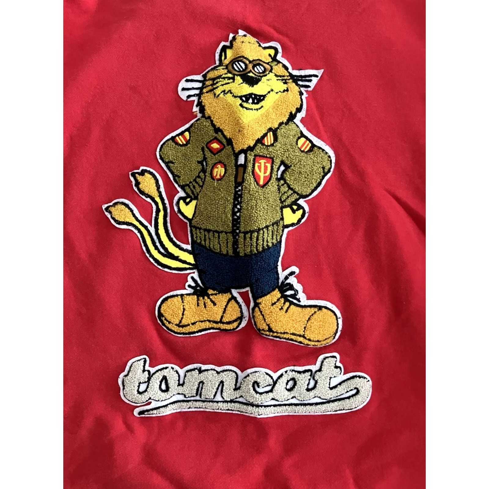 Vintage Top Gun Tomcat Patch Pullover Hoodie Red 3XL Men Hoodie Mens Regular Fit Hooded Patch Maverick F14 Cat Side Patches Movie Theme Vintage: No Size US XXL / EU 58 / 5 - 2 Thumbnail