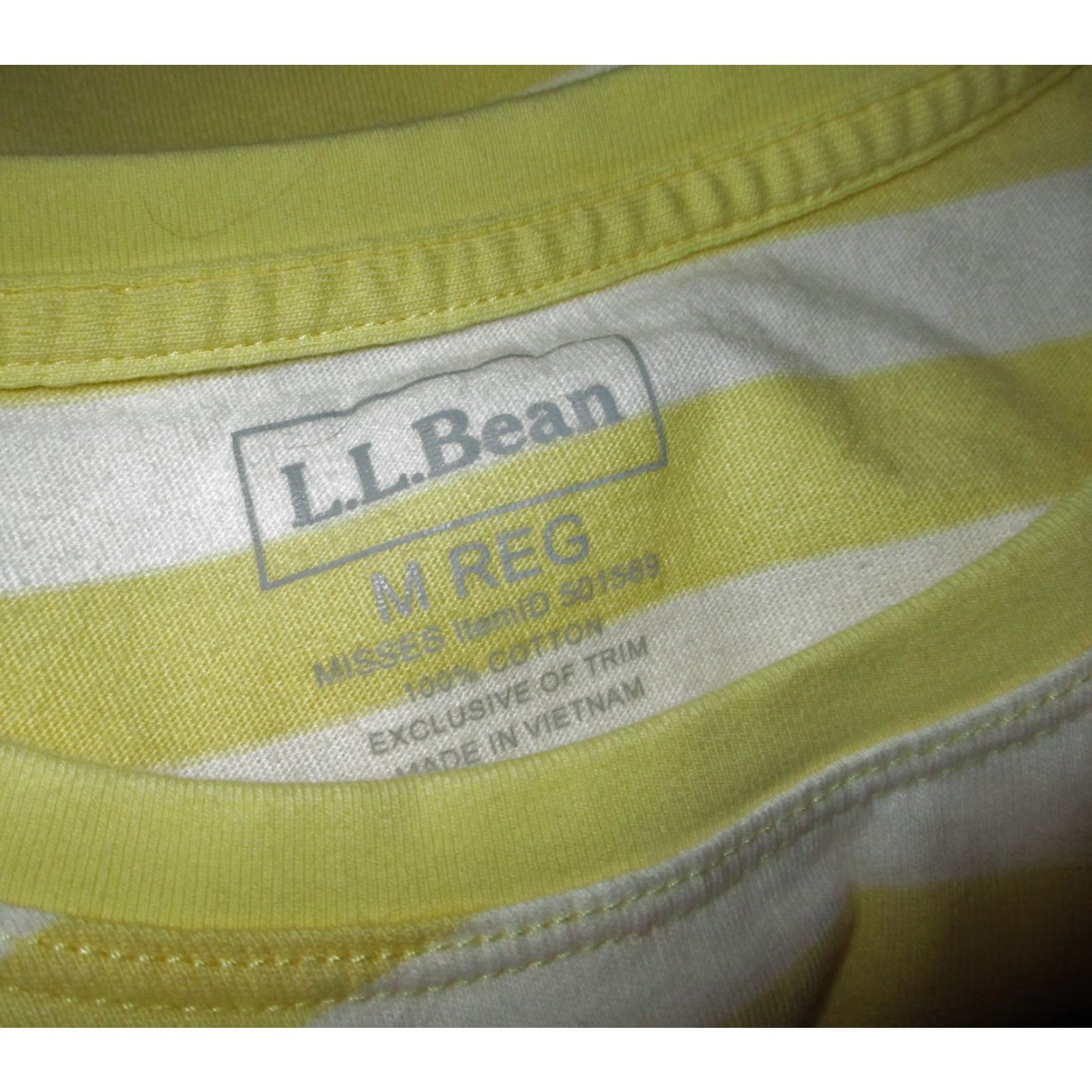 Vintage L.L. Bean Yellow Striped Short Sleeve Top M Reg. Womens Shirt Blouse Crew Neck Cotton Knit Classic Fit Size M / US 6-8 / IT 42-44 - 6 Thumbnail